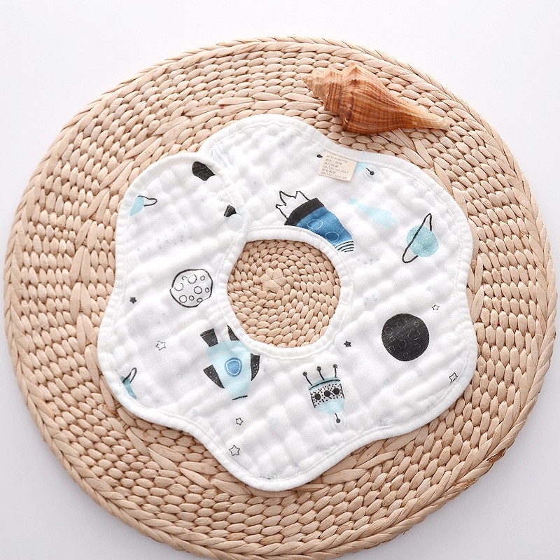 Baby Bibs 360 Degree Rotation 8 Layers Gauze Gauze Baby Kids Bandana Burp Cloth Soft Newborn Infant Saliva Towel Baby Stuff