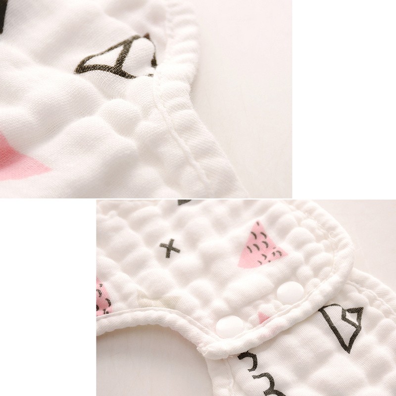 2Pcs 360 Degrees Rotating 8 Layer Cotton Infant Baby Bibs Cute Various Printed Waterproof Soft Comfortable Saliva Towel Baby Bib