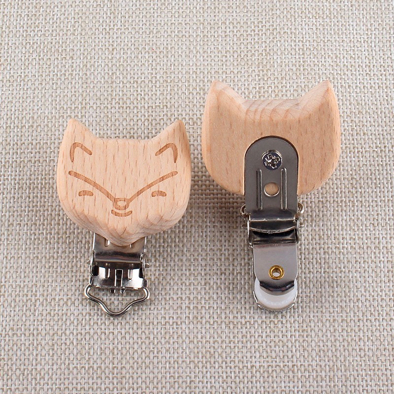 Beech Wood Pacifier Clips Teething Grasping Toy Suspender Magic Clips DIY Pacifier Clips Soother Holder Clamp Accessories