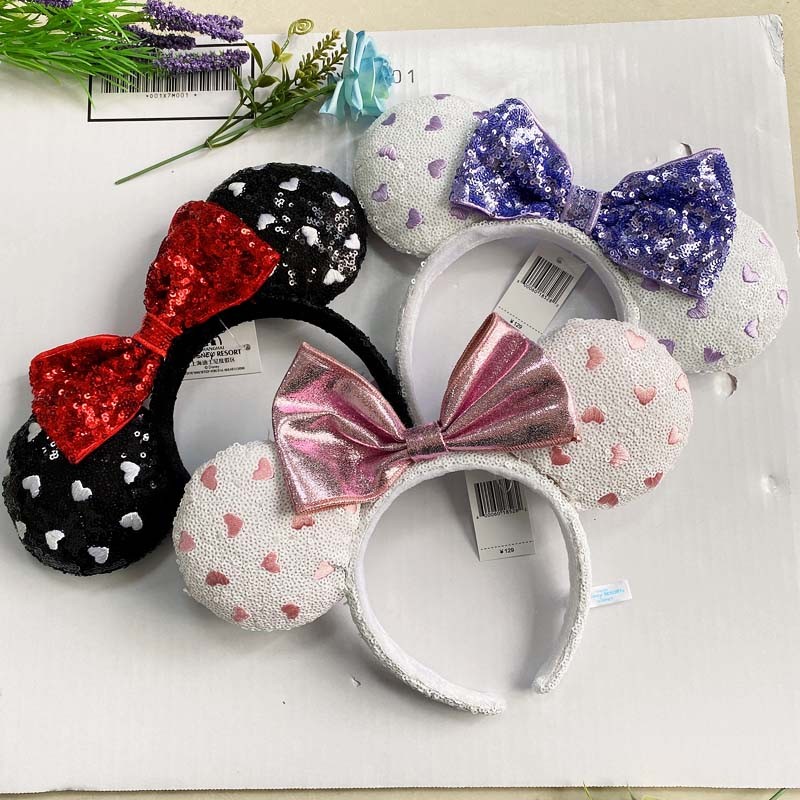 2022 Mickey Ears Headphone Black White Red Heart Headband For Kids Adults Enchanted Tiki Room Headset