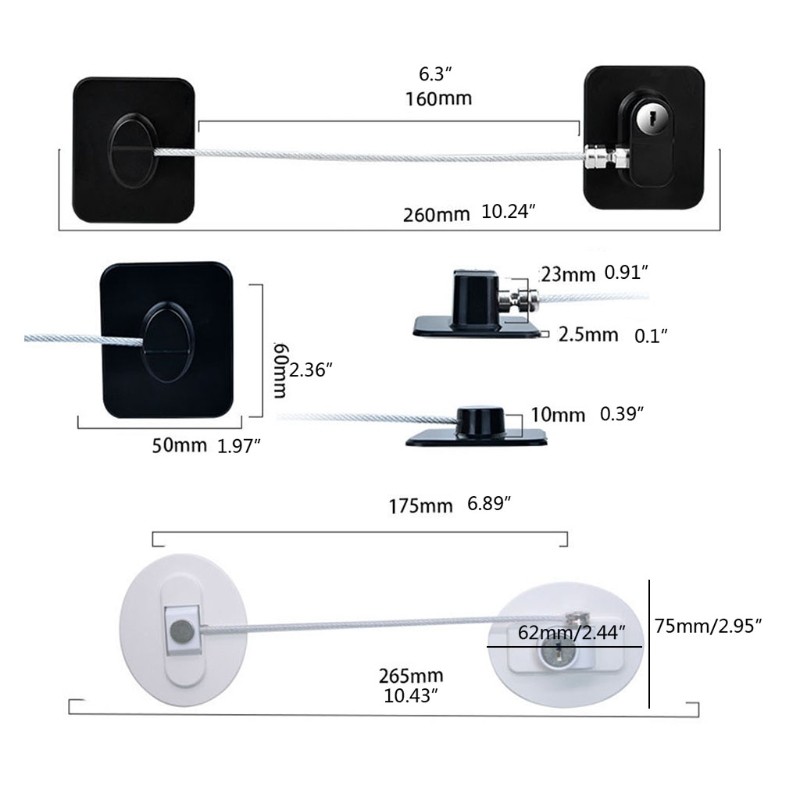 Child Safety Lock Window Kids Security Fridge Door Limit Lock With Adhesive Key Protector Device