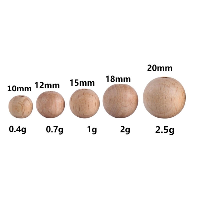 100pcs Wooden Teething Accessories 10-30mm Wooden Teether Chewing Round Beads DIY Craft Jewelry Eco-friendly Beech