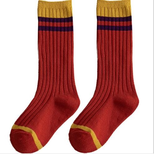 3 pairs 1-8 years old 2021 spring and summer new parallel stripes striped kids middle tube children's socks