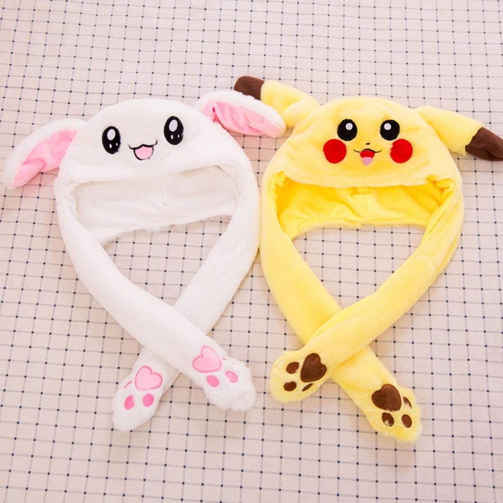 Cute Cartoon Luminous Hat Rabbit Ear Hat Funny Play Game Bunny Ears Air Cushion Hat Toy for Kids Girls Gifts
