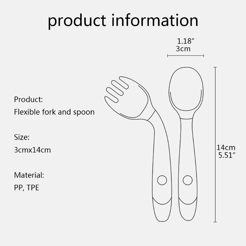 Baby Children Spoon Fork Set Soft Bendable Silicone Scoop Fork Cutlery Set Kid Training Feeding Cutlery Utensils