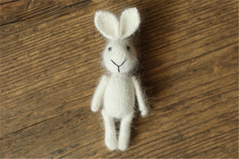 Newborn Photography Props Handmade Knitted Dolls Rabbit Bear Baby Photography Studio Accessories