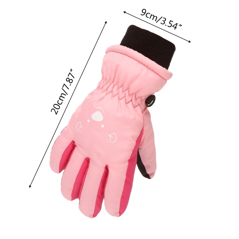 Children Skiing Cycling Gloves Kid Thick Warm Cute Bear Face Gloves