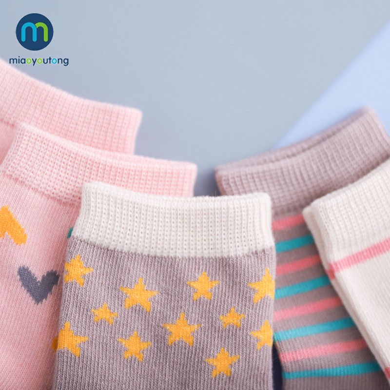 5pairs/lot Unicor Star Strip Cotton Knit Warm Children's Socks for Girls New Year Socks Kids Women's Short Socks Miaoyoutong