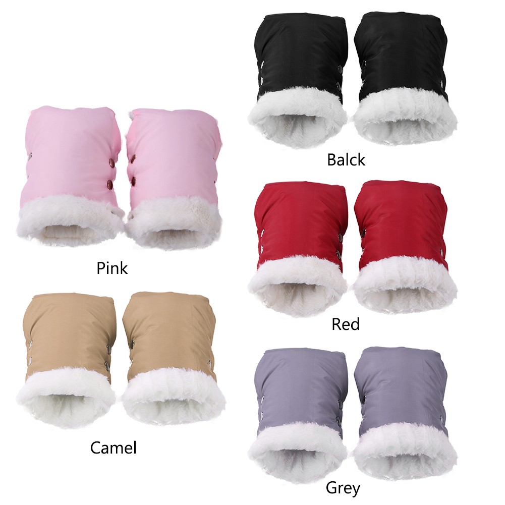 1 Pair Winter Warm Stroller Gloves Waterproof Windproof Baby Stroller Pram Fleece Hand Muff Gloves Pushchair Pram Stroller Accessories