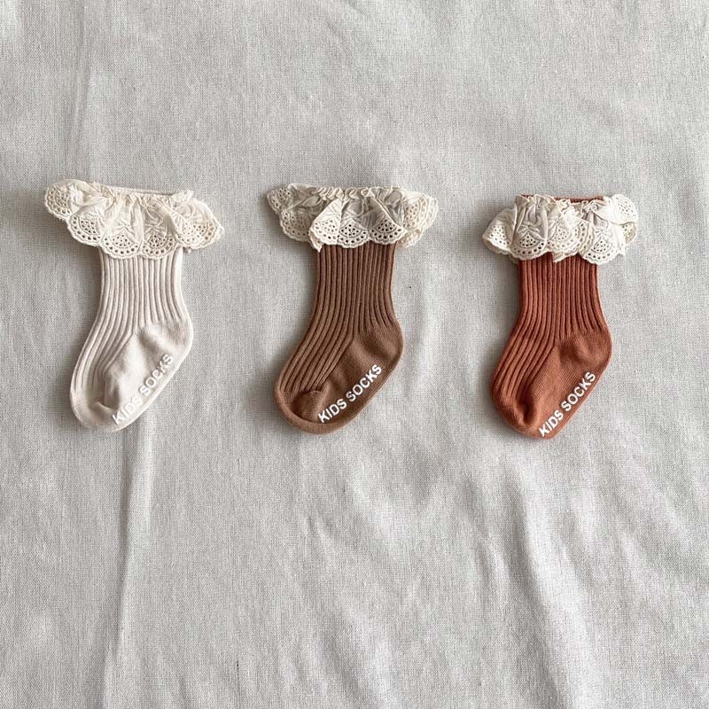 Autumn New Baby Socks Kids Cute Lace Socks Newborn Baby Girl Socks Cotton Princess Girls Non-slip Socks