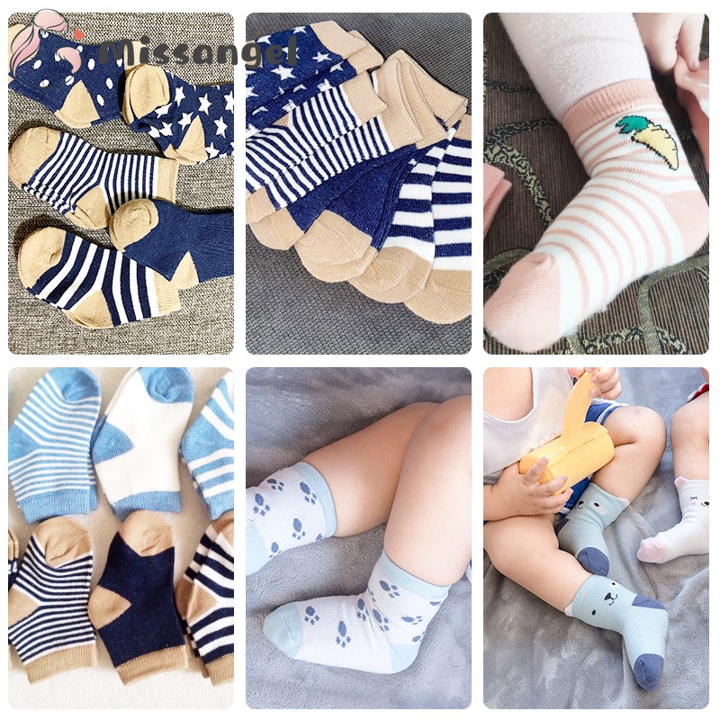 5pairs/lot 2022 Baby Socks for Kids Girls Boy Cotton Stripe Cartoon Animals Summer Baby Knitwear Socks Newborn Baby Clothes