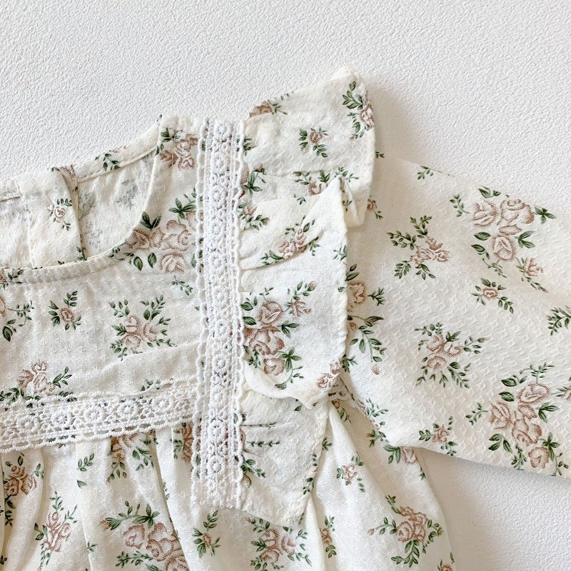 2pcs korean lace ruffle cute baby romper with hat set infant vintage floral long sleeve jumpsuit baby boy girl sweet clothes