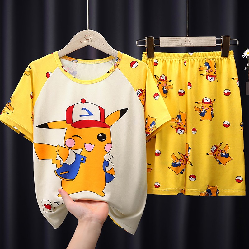 2022 Summer New Pokemon Children's Pajamas Set Cartoon Cozy Boys Girls Kawaii Pikachu Kids Clothes Gift Homewear Wholesale