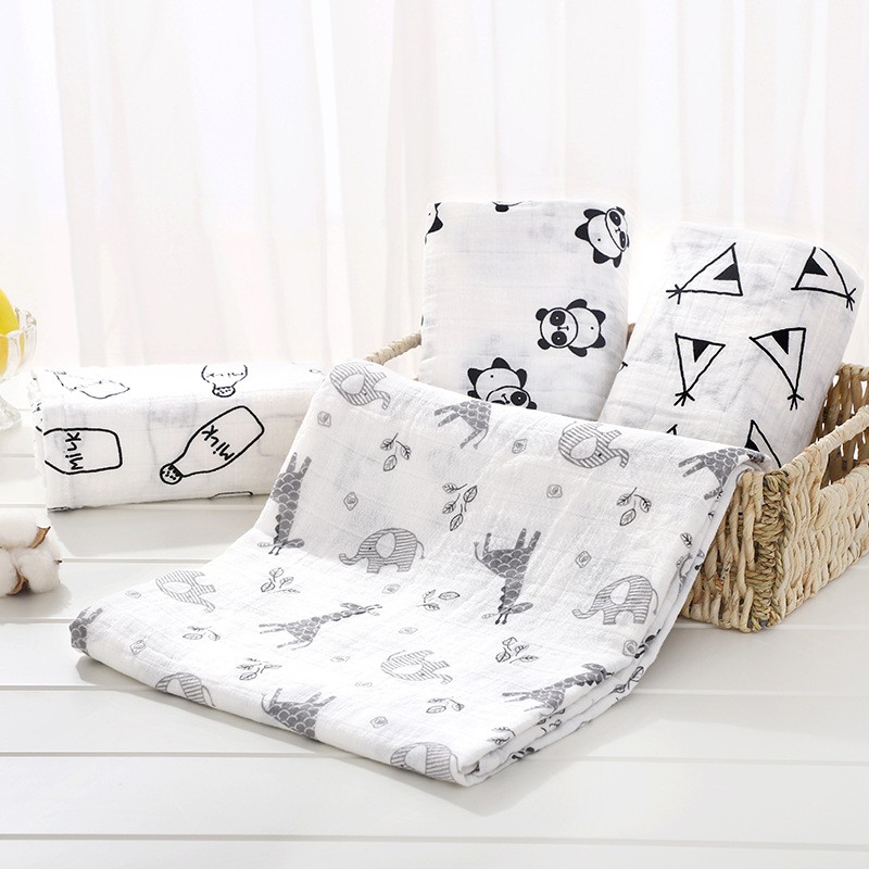 120cm*110cm 2 Layer Muslin Blanket Muslin Bamboo Baby Swaddle Blankets Newborn Baby Muslin Battaniye