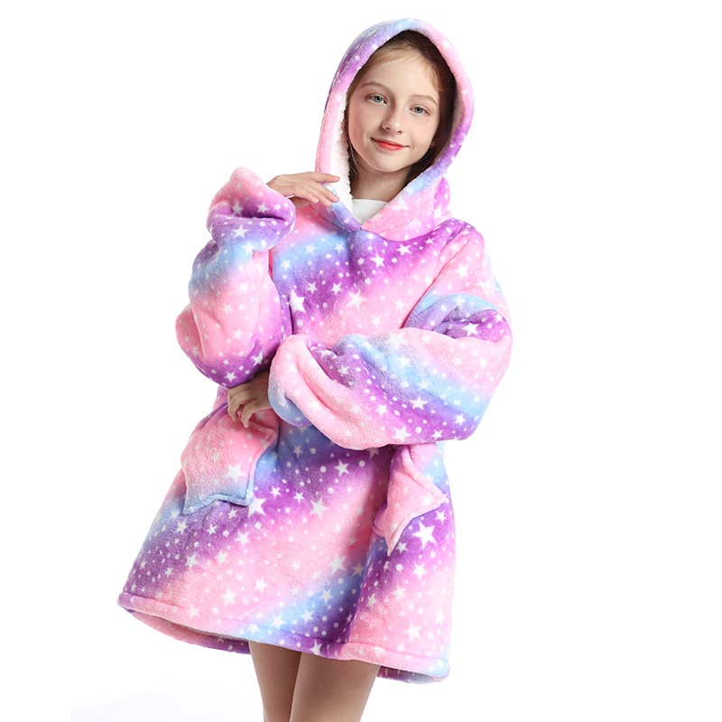 Family Hoodie Oversized Homewear Fleece Warm Sherpa Blanket Girls Thick Sleepwear, If You Need Two Sweatshirt, Please Order Two