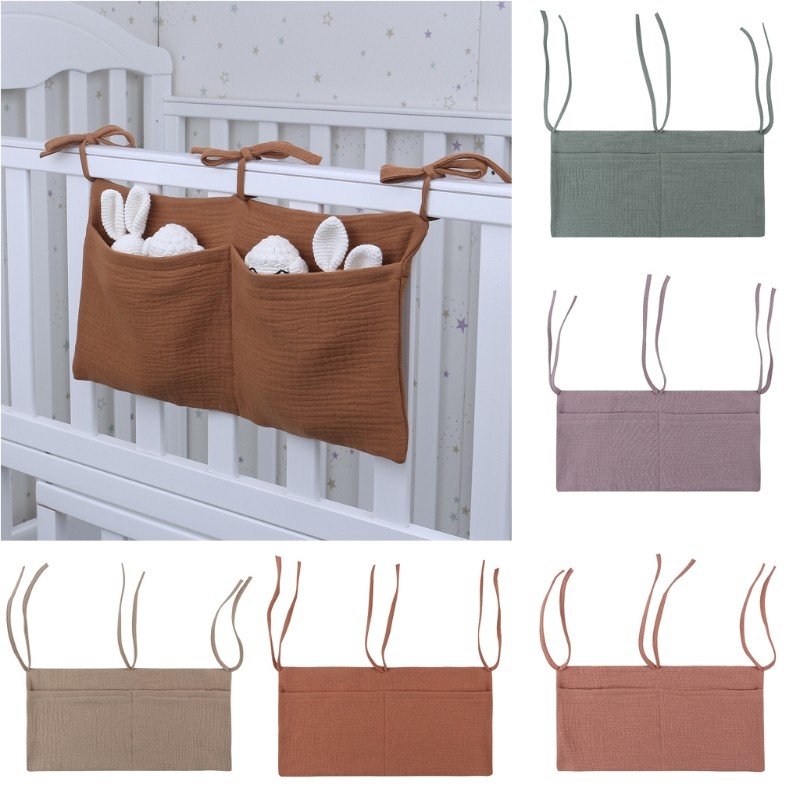 1pc Baby Bed Storage Bag Baby Crib Organizer Hanging Bag for Baby Multipurpose Crib Newborn Hanging Diaper Toy Tissue