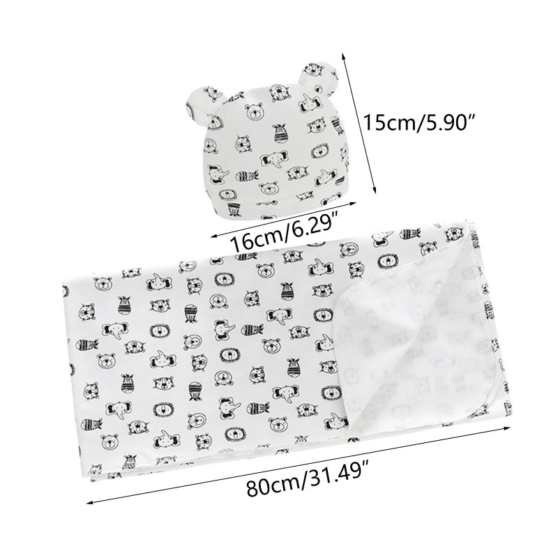 2 قطعة طفل تلقي بطانية طقم قبعات الأزهار المطبوعة كيس النوم قماش للف الرضع