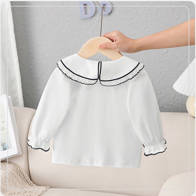 Infant Casual T-shirt Spring And Autumn Clothes Cartoon Long Sleeve White Baby Girls Bottoming Shirt Kids Tops Toddler Clothes