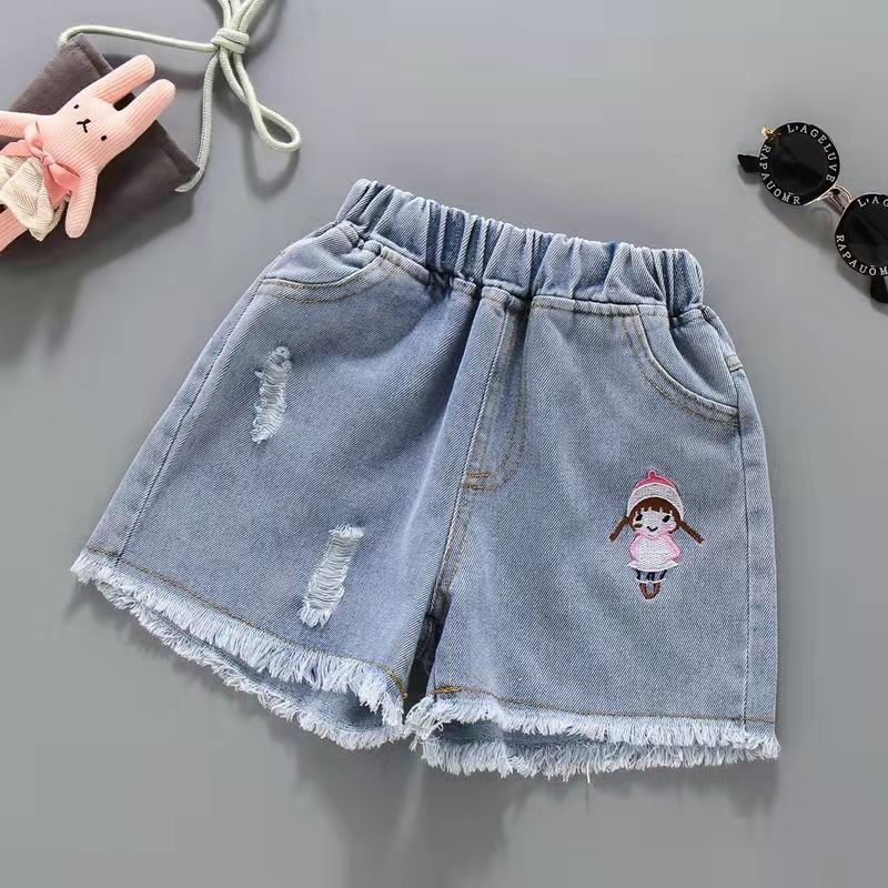 2022 New Fashion Summer Children's Shorts Floral Denim Shorts For Girls Short Jeans Princess Jeans Children Trousers