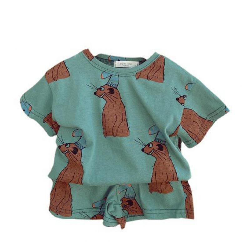 2021 New Summer Baby Boy Clothes Short Sleeve Fashion Dinosaur Set Print Baby Pajamas Suit Baby Girl T-shirt Shorts Set