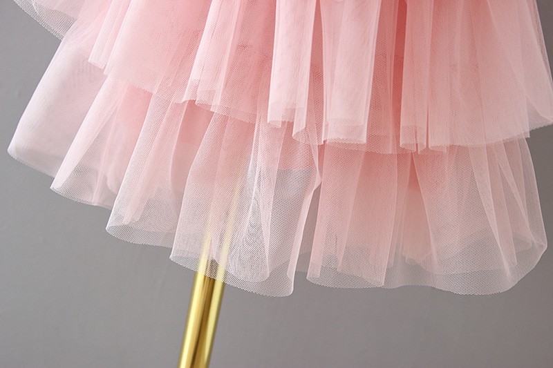 2022 Summer Mesh Cake Dress Party Dress Kids Clothes Clothes For Girls Pink Princess Dress