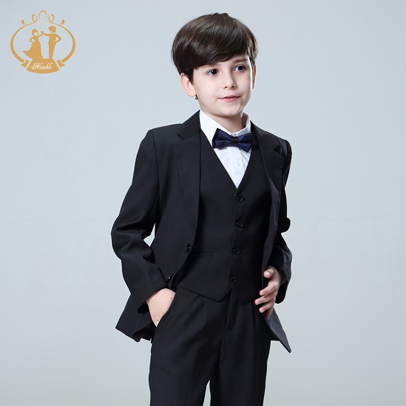 2021 spring autumn formal suit for boy set children party host wedding costume black blazer jacket pants 3pcs clothing wholesale