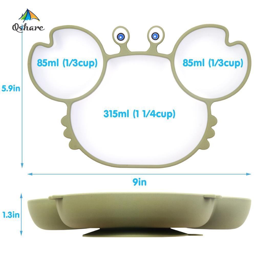 Qshare Silicone Baby Dishes For Kids Tableware Plate Non-Slip Baby Feeding Bowl BPA Free