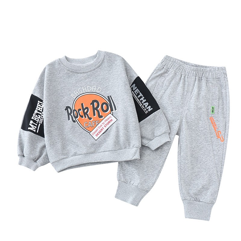 Boy's new autumn handsome sports letter printing two-piece suit