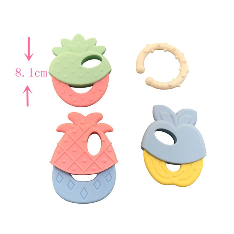 Baby Fruit Pattern Soft Rubber Rattle Toy Teether Newborn Chews Food Grade Silicone Teething Infant Training Bed Toy Chewing Baby Toys