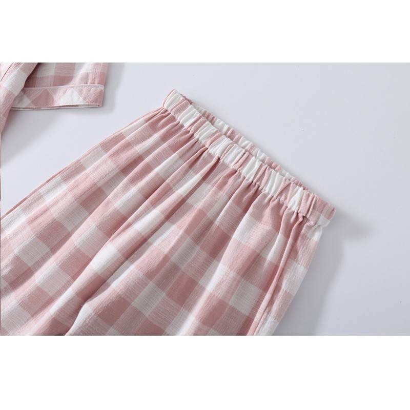 Pink White Girls Plaid Pajamas Set Summer Short Sleeve Top + Pants Baby Sleepwear Pajamas Toddler Sleepwear