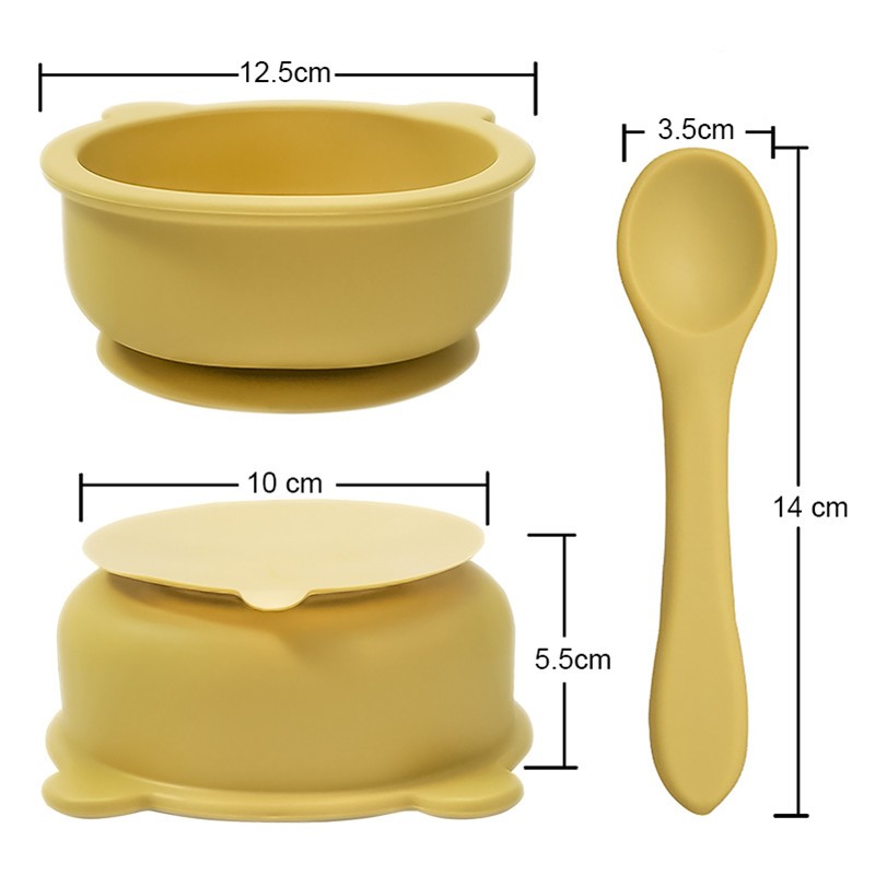 Wholesale new customized animal shaped bowl soft foldable baby spoon food grade waterproof silicone baby tableware