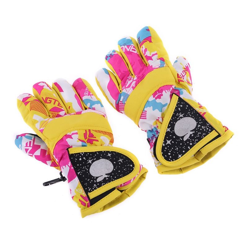 Snowboarding Gloves Winter Waterproof Warm Gloves Kids Full Finger Gloves Strap For Sports Skiing Cycling