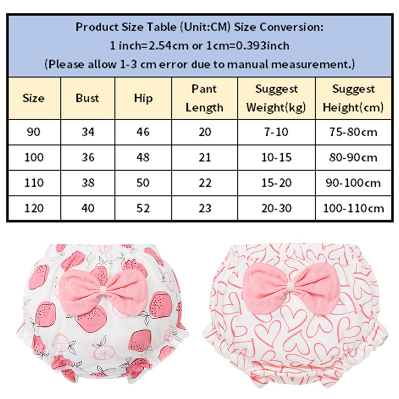 Cute Baby Pants Pants Bow Cloth Diaper Reusable Infant Cotton Nappy Cloth Kids Training Pants Wear Outside for 1-3 Y