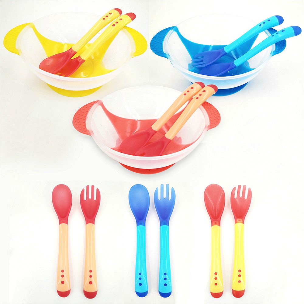 Baby Dish Set Training Bowl Spoon Cutlery Set Dinner Bowl Learning Dishes With Suction Cup Children Training Dinnerware