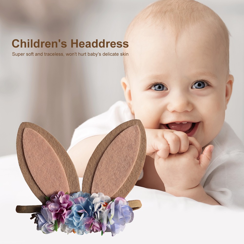 Baby Wide Bunny Ear Floral Headbands Photography Prop Lacehair Bows Bands For Babies Infant Hairbands Hair Accessories