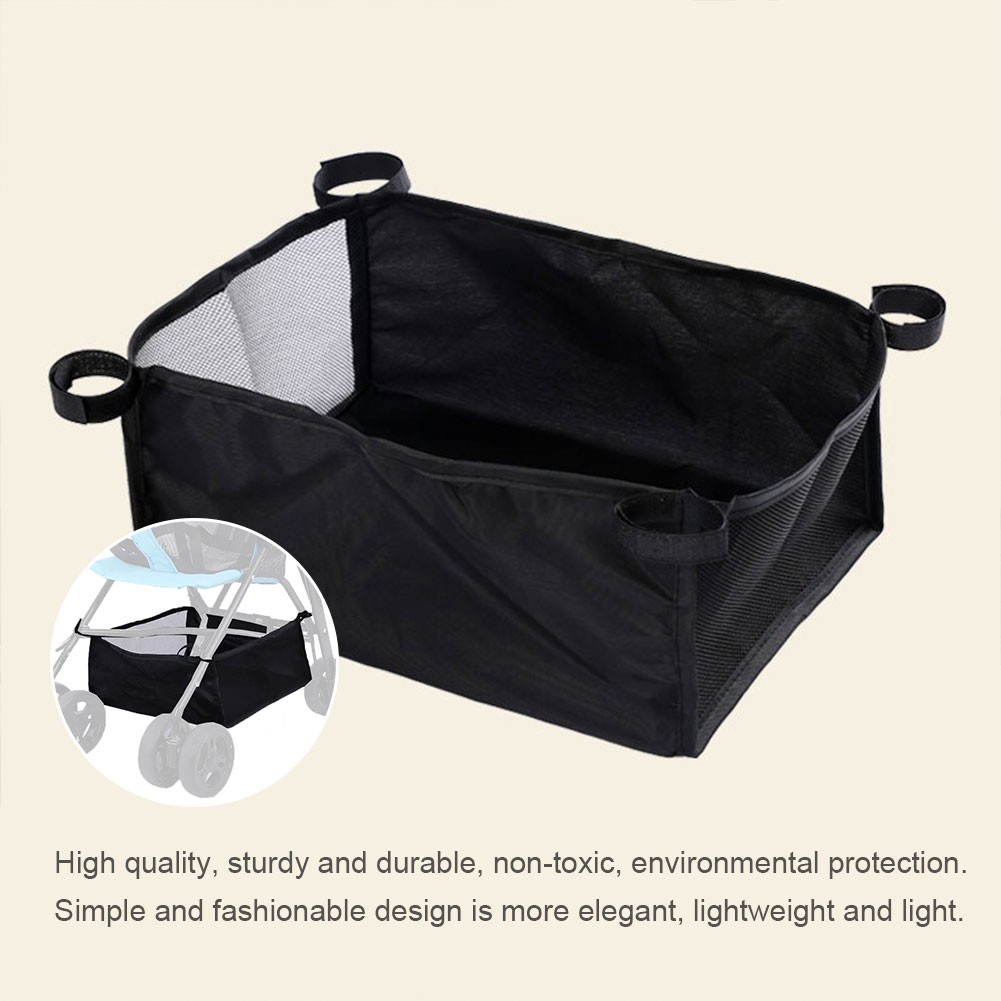 Baby Stroller Organizer Storage Bag Pram Bottom Portable Carriage Bottle Cup Holder for Buggy Hanging Black Basket Accessories