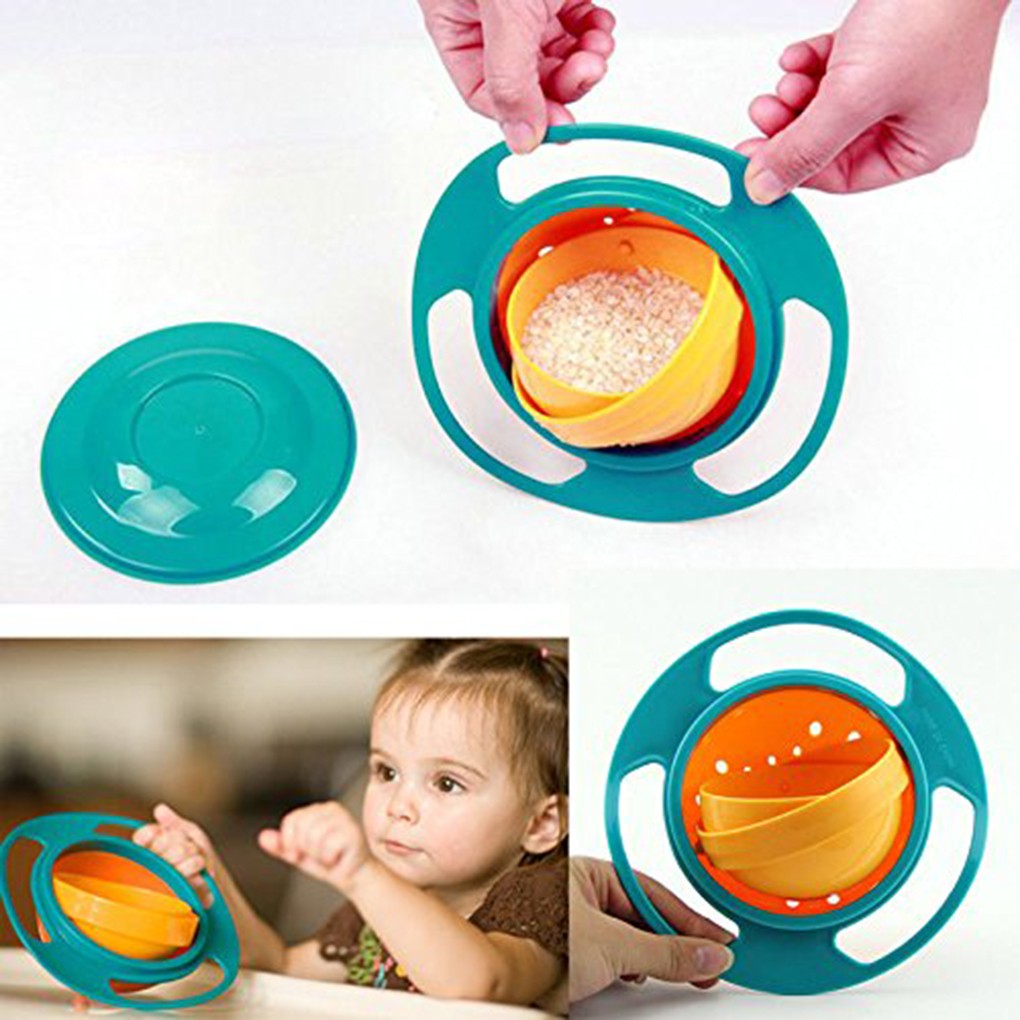 Hot Sale Universal Swivel Bowls Ergonomic Design 360 Degree Seamless Spill Proof Bowl Rotatable Gyro for Kids