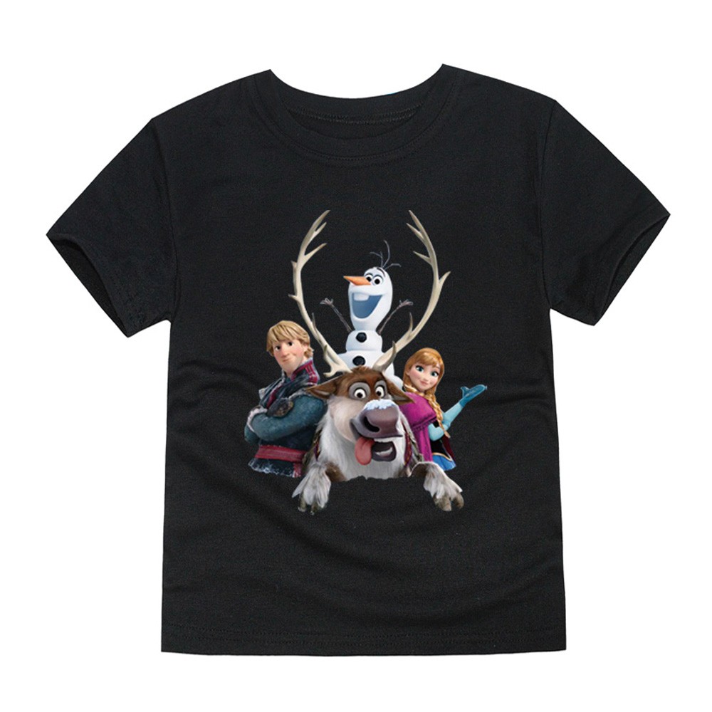 Disney Cartoon T-shirt for Boys Teens Children Summer Tops Girls Frozen Tees Anna and Elsa Cosplay T-shirt Olaf T-shirt