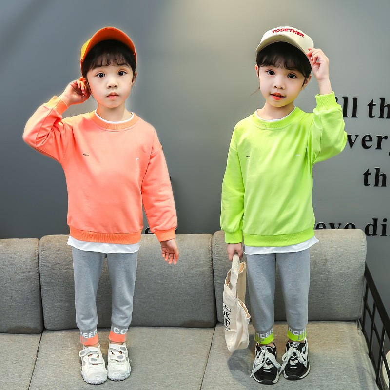 Toddler Girl Clothes Sets Kids 2022 Fashion Infant Spring Autumn 2pcs Cotton Outfits Solid Patchwork Sweatshirt+Pants Baby Suits