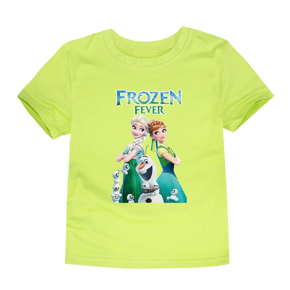 Disney Girls Frozen T-shirt Anna and Elsa Sister Cartoon Tops Teenagers Girls Tees Summer Children Clothes Disney T-shirt for Boys