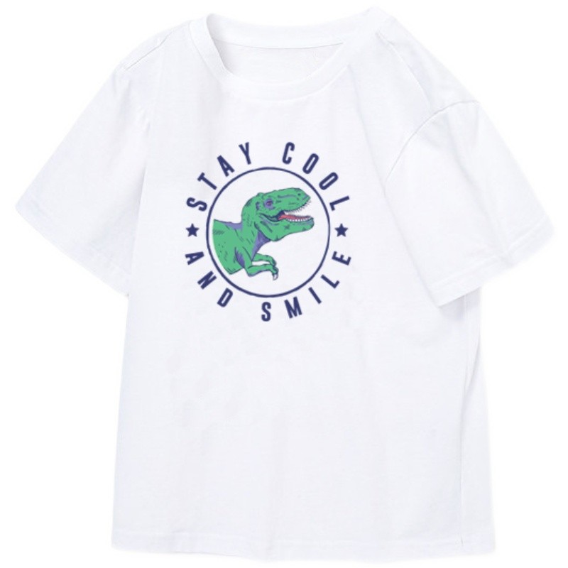 2022 Fashion Boys and Babies' Short Sleeve T-shirt Boys T-Rex Crewneck Dinosaur T-shirt Cotton Tops Tees Summer Clothes