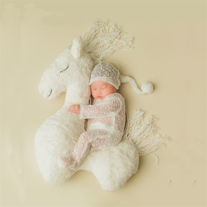 Newborn Photography Pillow Pegasus Horse Photo Props Doll Pillow Infant Photo Shoot Studio Accessories Posing Bean