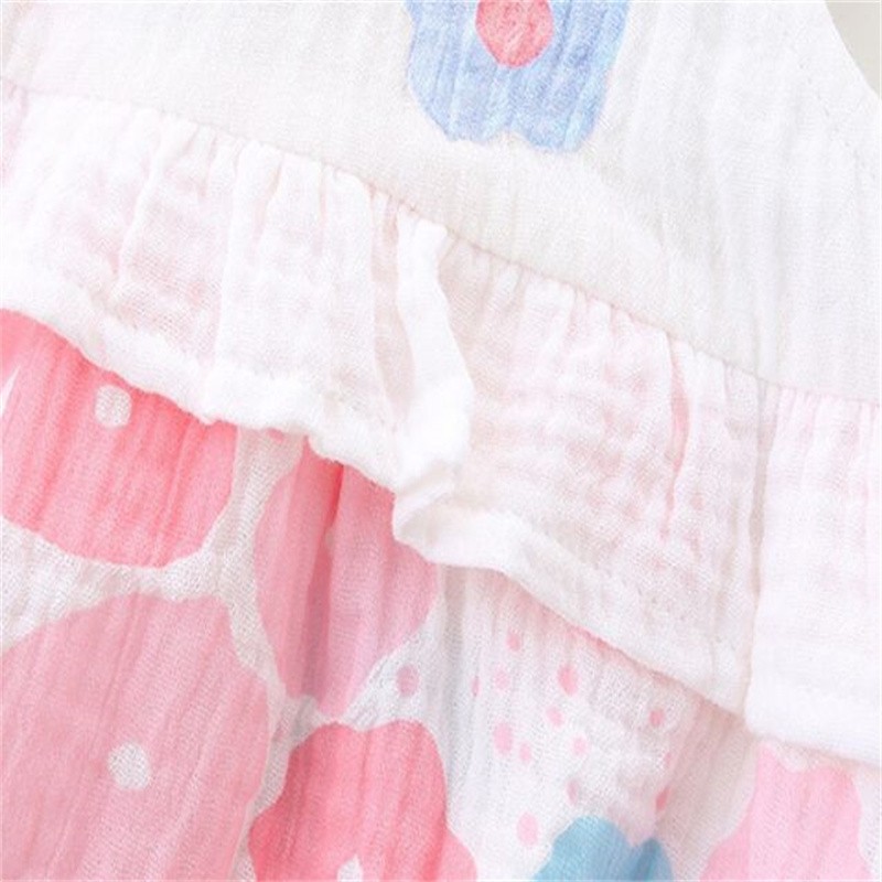 LAUDKA 0-24M Summer Newborn Girls Underwear Baby Jumpsuits Printed Bowknot Cotton Princess Party Clothes For Newborn Baby 2022