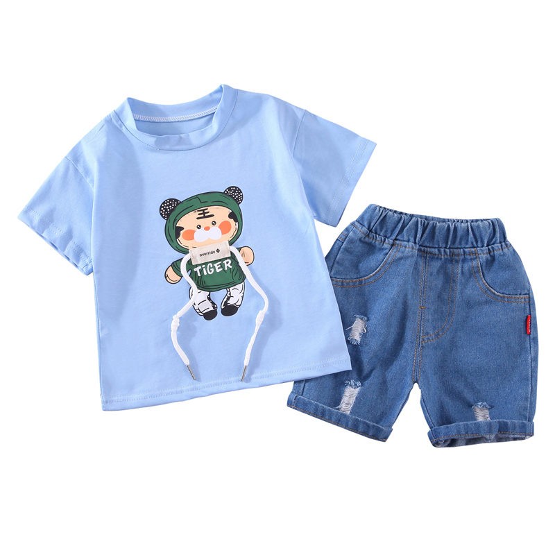 Summer Baby Boys Girls Cotton Clothes Cartoon Crop Tops 2pcs/set O-Neck Baby Clothes Set Toddler Tracksuit