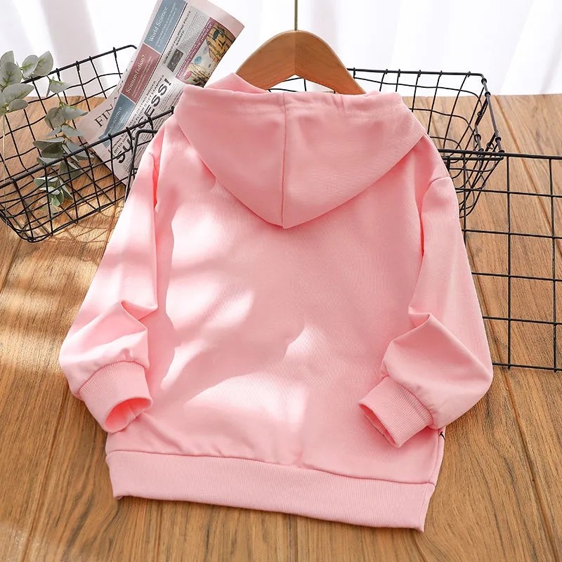 Spring and autumn cotton blend girls hoodie new 2022 Korean version sweet little bear style print casual children's clothing