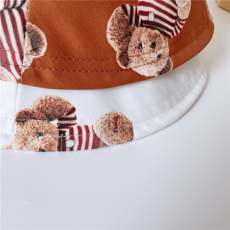 MILANCEL 2021 autumn new children's hats Korean cartoon bear fisherman hat children's thin