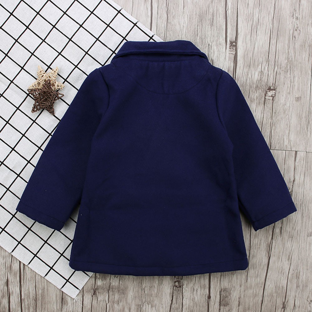 Fashion long sleeve lapel collar solid blue coat children girl suit collar coat spring and winter cute college style coat