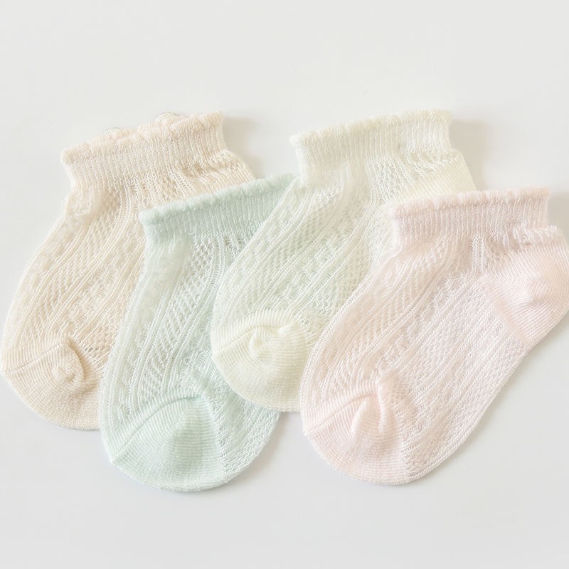 3 pairs spring and summer baby socks mesh thin cotton breathable children boat socks short tube cartoon kids socks