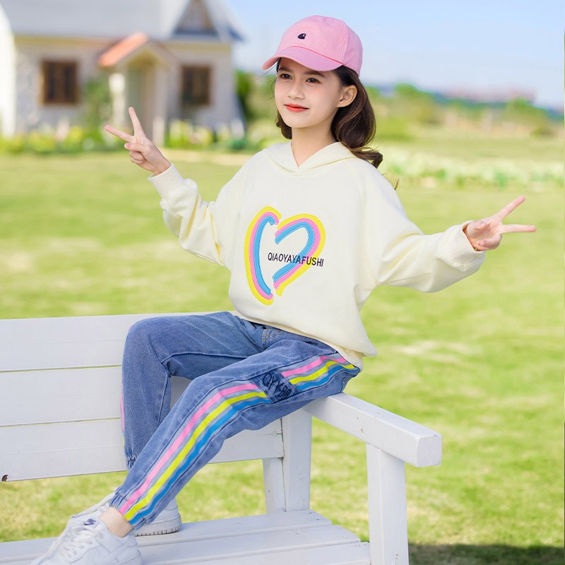 WKPK Girls Clothes Spring Autumn Kids Fashion Tracksuit 4-18 Years Two Pieces Sets T-shirt Pants Comfortable Teenagers Tracksuit