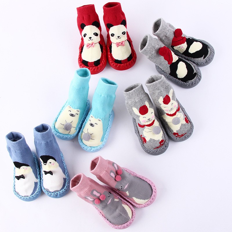 baby indoor sock shoes newborn baby socks winter thick terry cotton baby girl sock with rubber soles infant animal funny sock